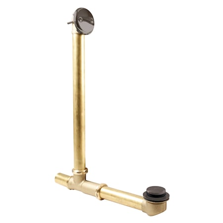 Westbrass 18" 17-Gauge Brass Above Floor Tip-Toe Drain Bath Assembly with 2-Hole Overflow, Oil Rubbed Bronze 7931817-AF-12